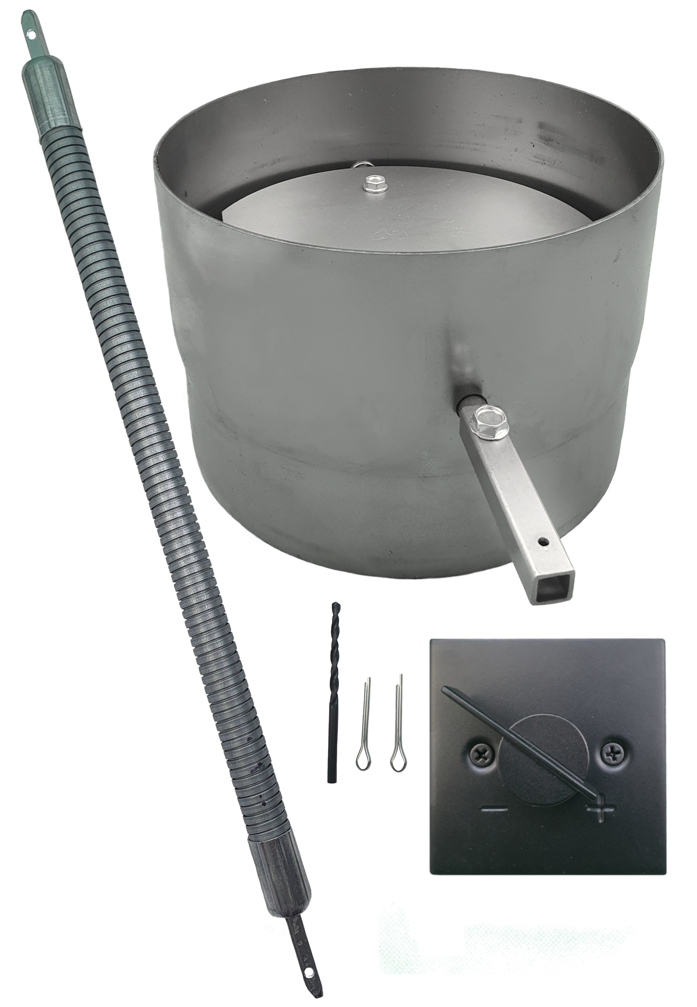 Rohr mit Abgas-Drosselklappe biegsame Welle und Stellknopf in 180 und 200mm weiß oder schwarz