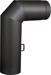 Möck Primus DW-Möck Kaminrohr Winkelrohr Ø150mm mit Drosselklappe & Tür schwarz metallic