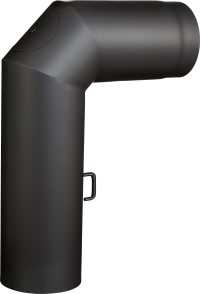 5333150_0 Möck Primus DW-Möck Kaminrohr Winkelrohr Ø150mm mit Drosselklappe & Tür schwarz metallic