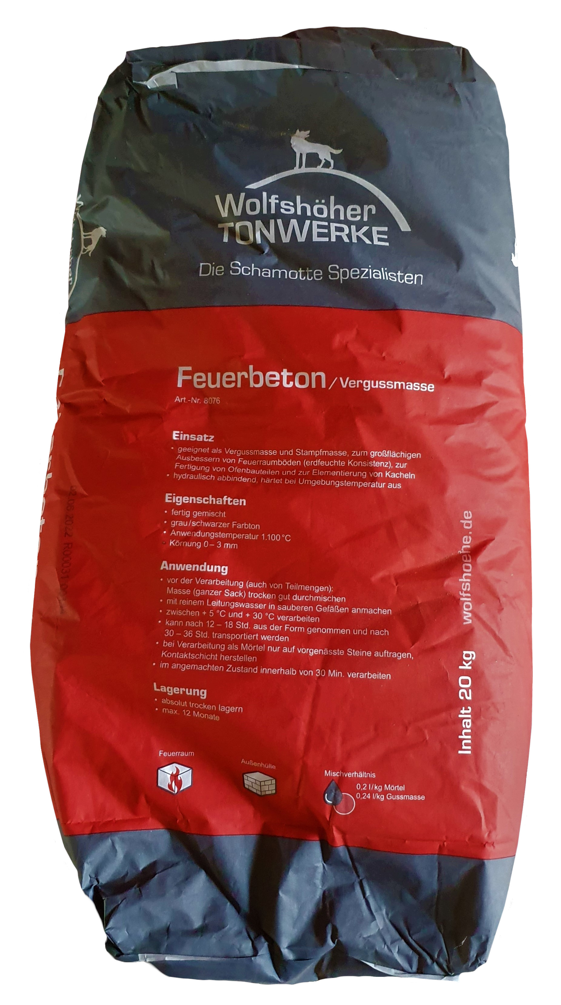 Feuerbeton-MAIN Feuerbeton Stampfmasse Vergussmasse hydr.abbindend 20kg