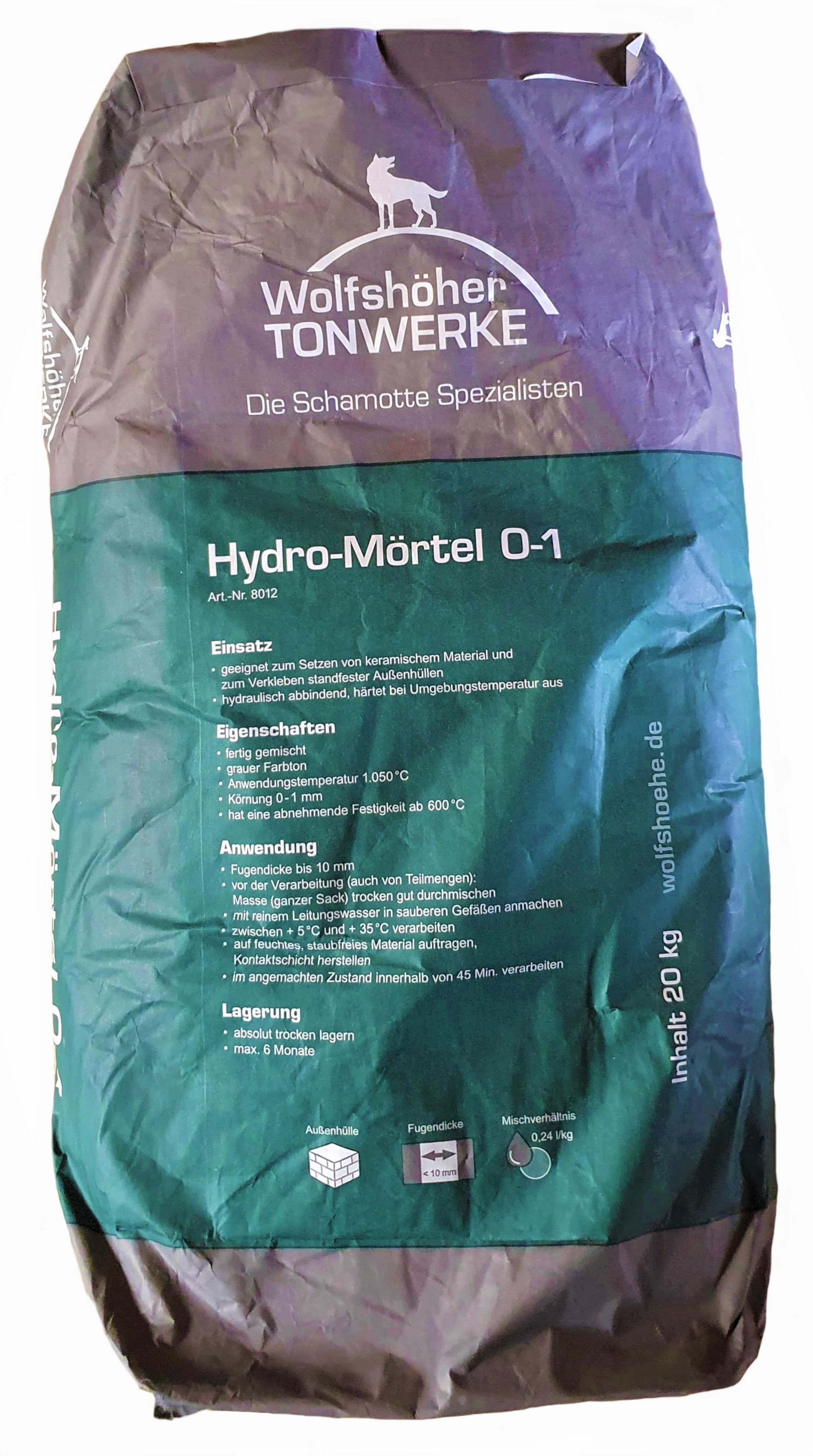 Hydromoertel-20kg Schamottemörtel hydro Wolfshöher TONWERKE 20kg