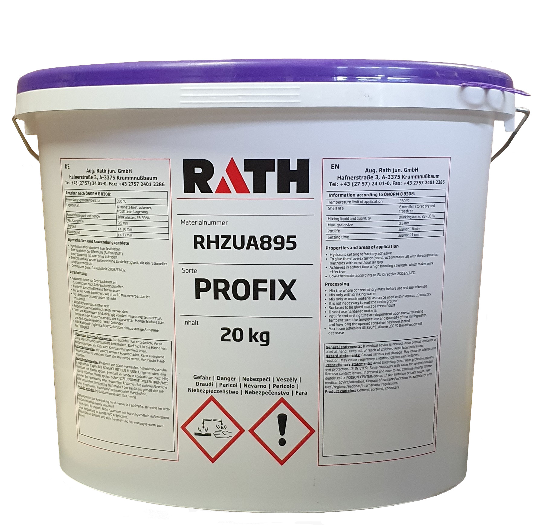 Rath-PROFIX-20kg Rath 20kg Profix Schamottekleber